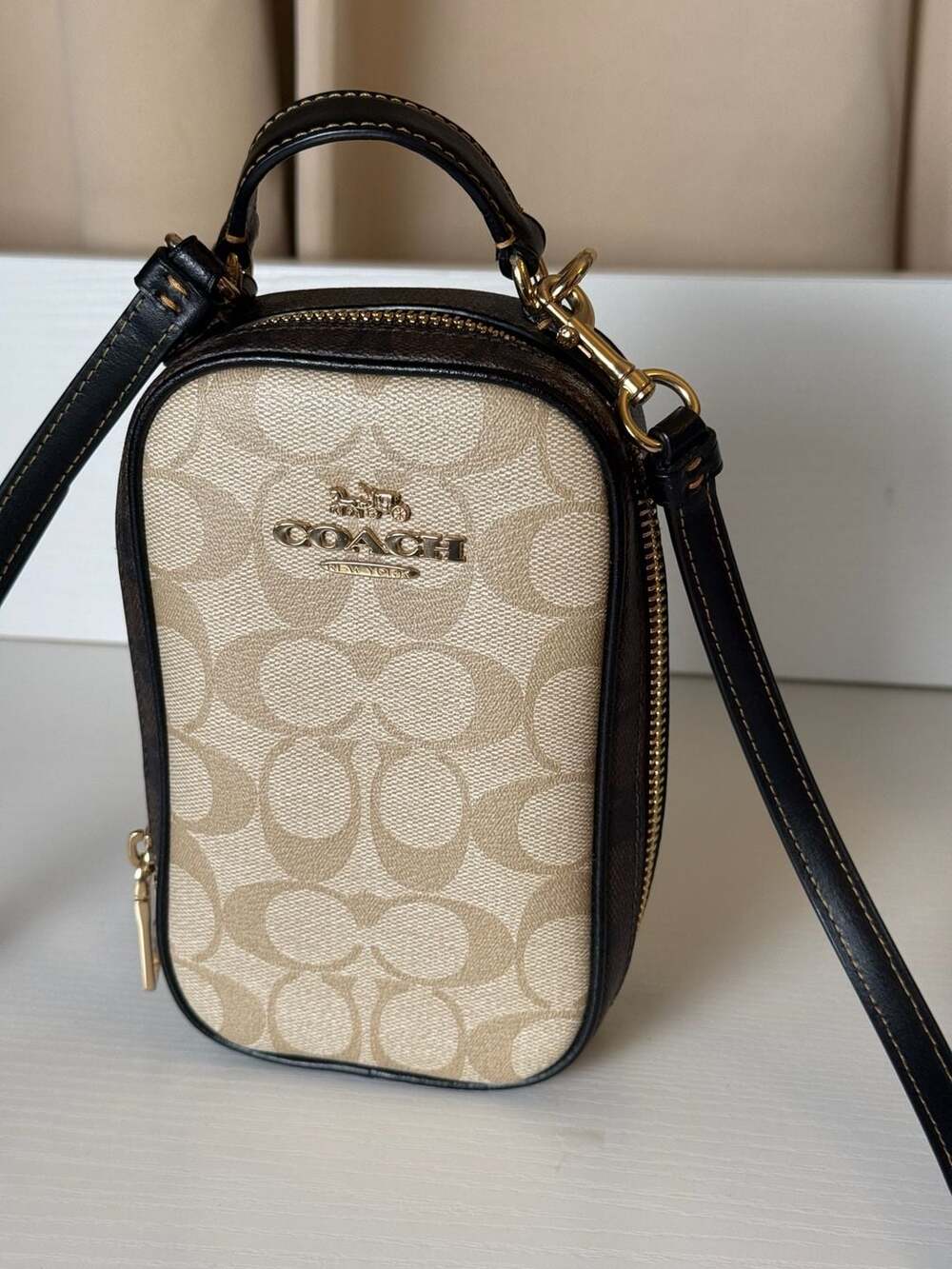 Coach Eva Phone Crossbody In Blocked Signature Canvas